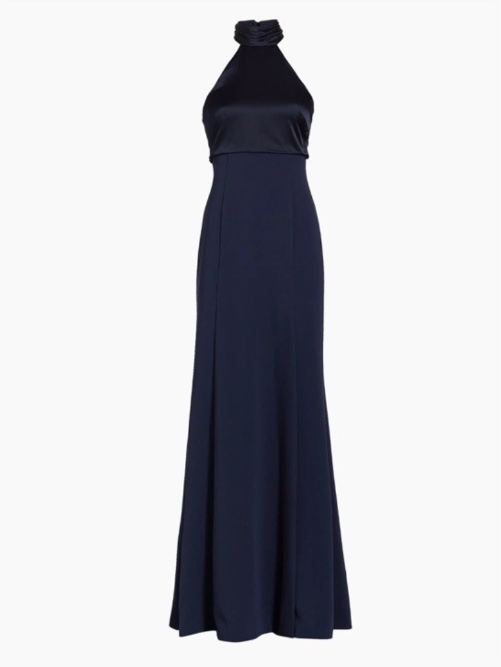 CINQ A SEPT Alexandra Halter Trumpet Gown Navy Blue Sz 0